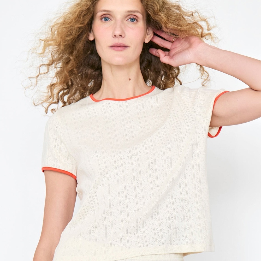 KULE Kelli Ivory Top with Coral Trim SOLD OUT